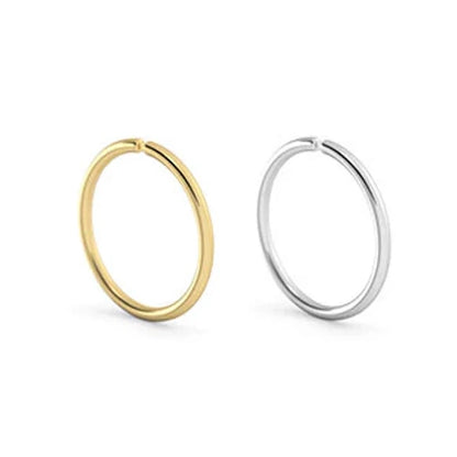 Surgical Steel Nose Hoop Ring 22 & 20 Gauge - Silver or Gold - 6 Pack
