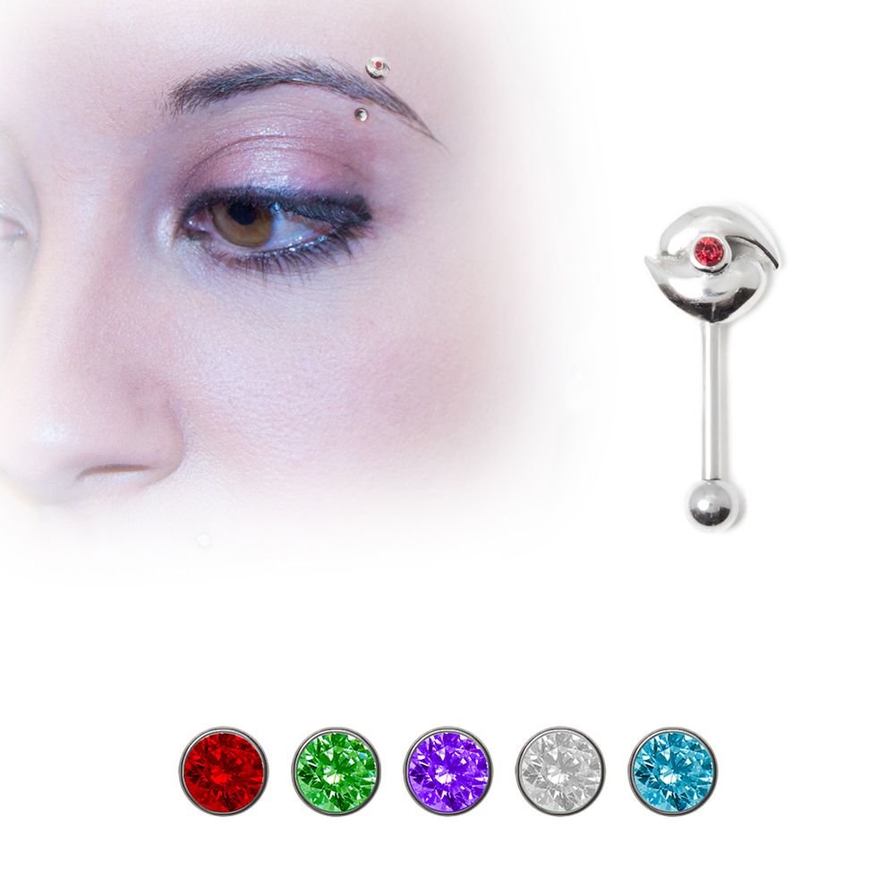 Surgical Steel 16 Gauge Eyebrow Barbell Unique Sterling Silver Ring