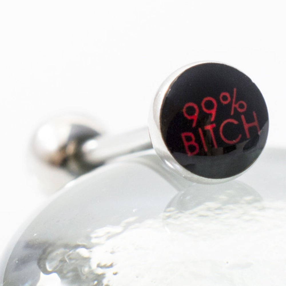 Surgical Steel 14 Gauge Tongue Barbell with 99% Bitch Logo - 15mm - photo 2