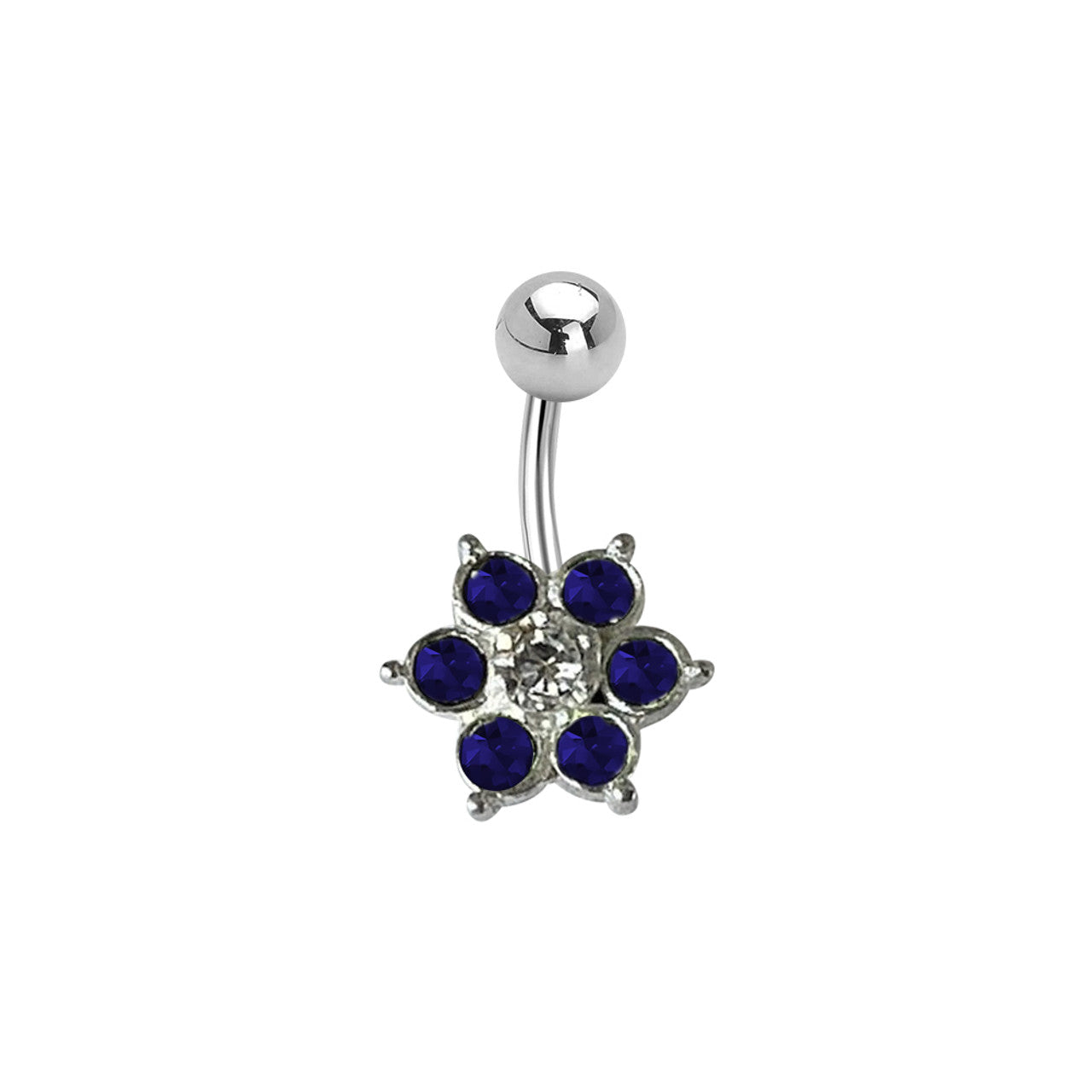 Surgical Steel Belly Ring 14 Gauge 7/16" (11MM) With CZ Gems