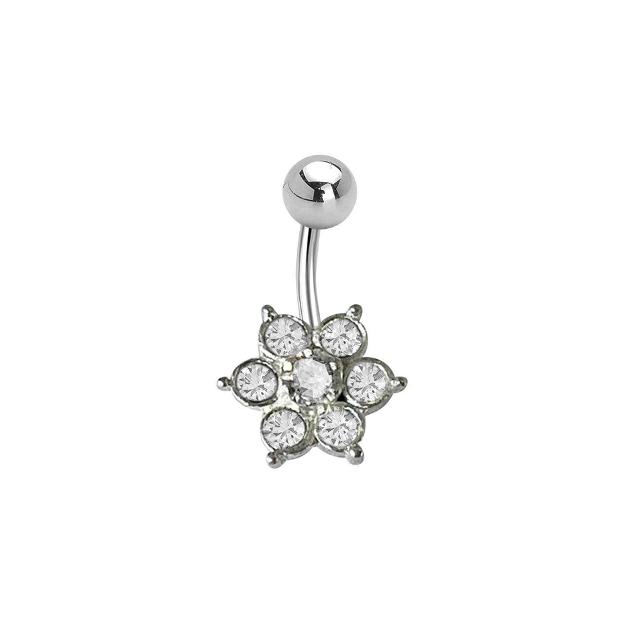 Surgical Steel Belly Ring 14 Gauge 7/16" (11MM) With CZ Gems