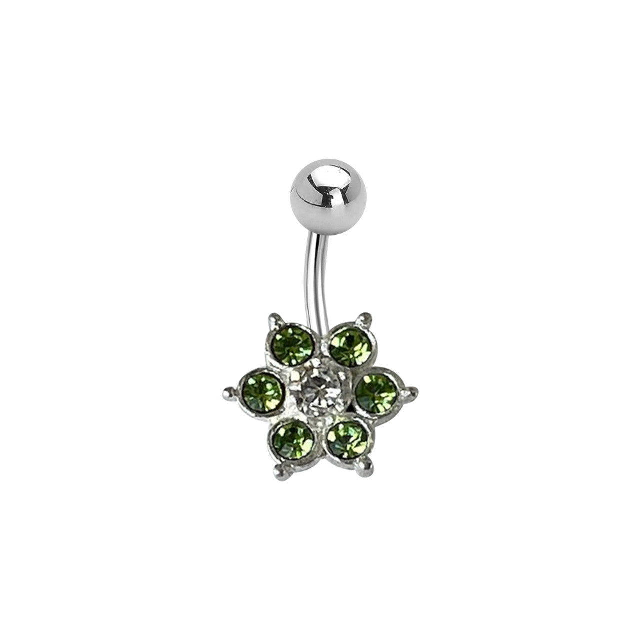 Surgical Steel Belly Ring 14 Gauge 7/16" (11MM) With CZ Gems