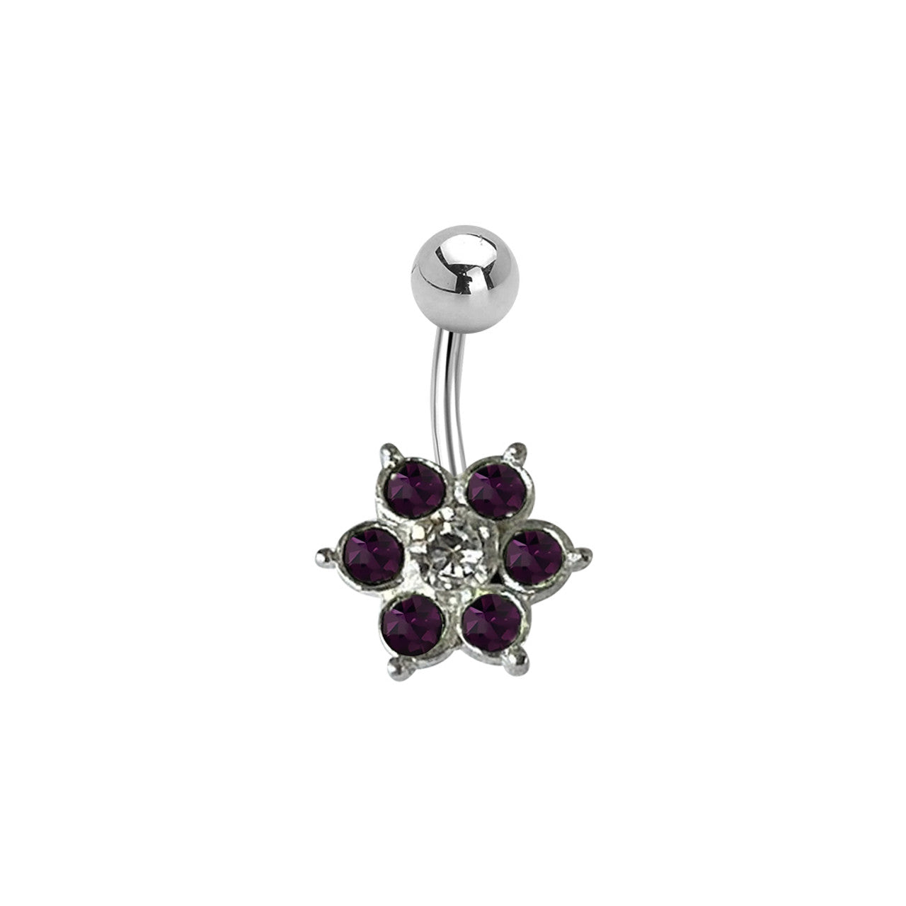Surgical Steel Belly Ring 14 Gauge 7/16" (11MM) With CZ Gems