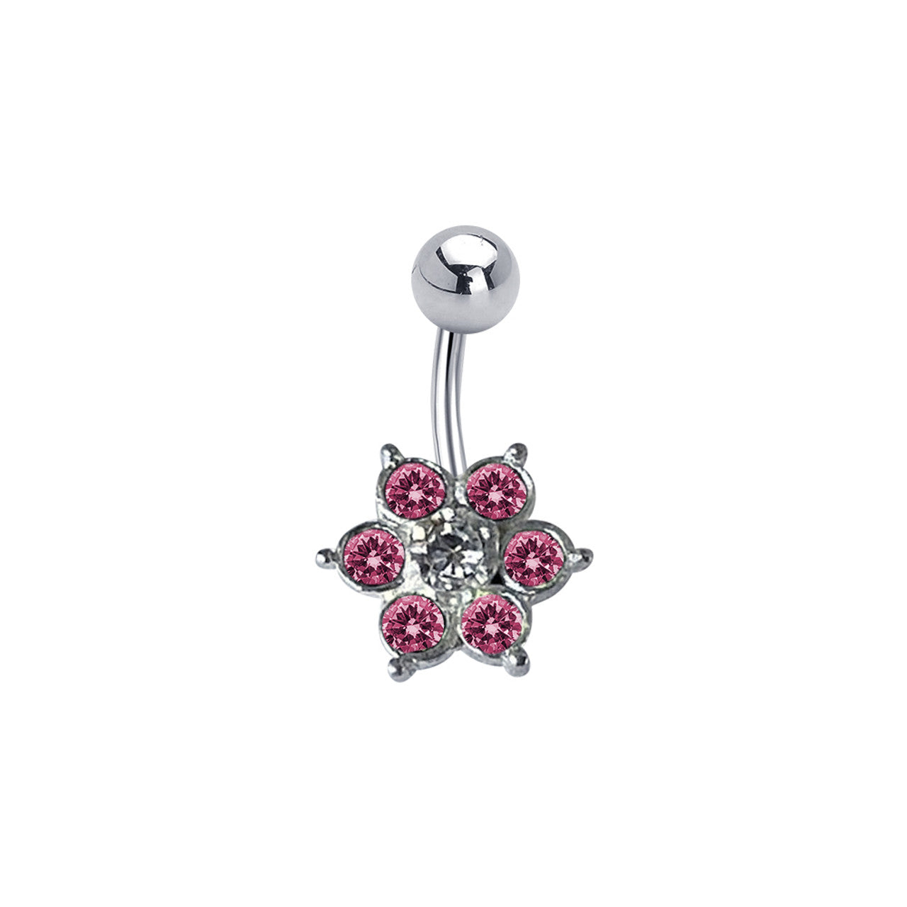 Surgical Steel Belly Ring 14 Gauge 7/16" (11MM) With CZ Gems
