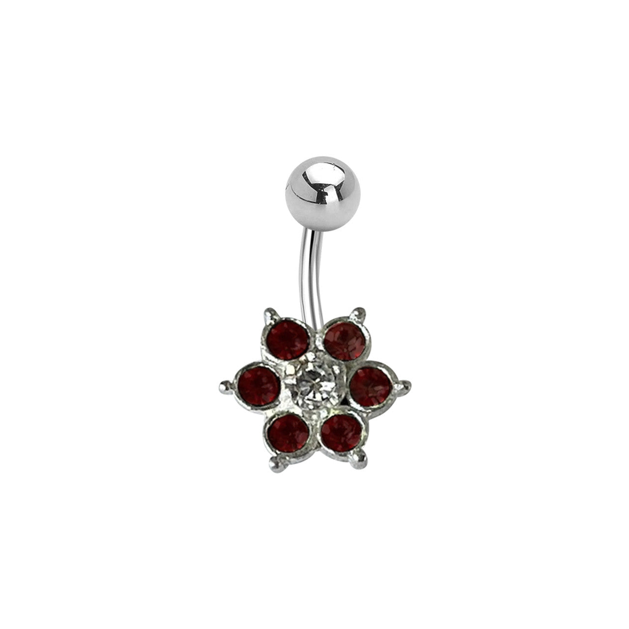 Surgical Steel Belly Ring 14 Gauge 7/16" (11MM) With CZ Gems