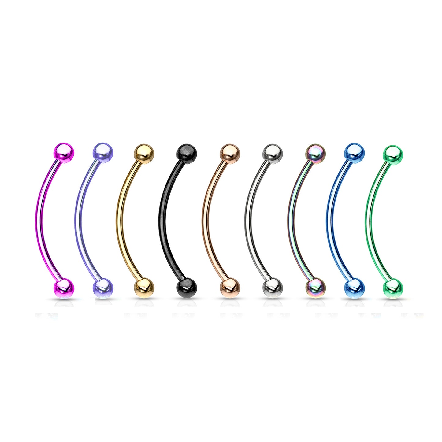 Surgical Steel Anodized Curved Barbell Tongue Ring 16 Gauge Snake Eye