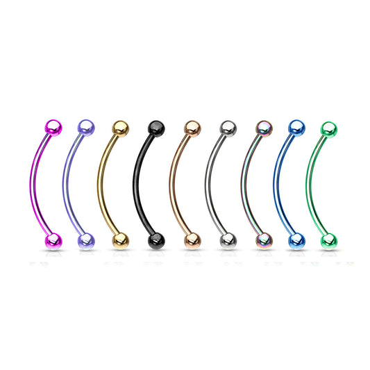 Surgical Steel Anodized Curved Barbell Tongue Ring 16 Gauge Snake Eye