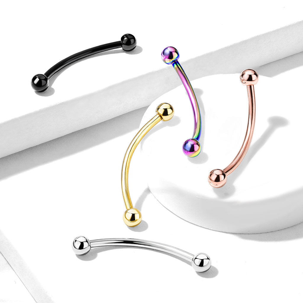 Surgical Steel Anodized Curved Barbell Tongue Ring 16 Gauge Snake Eye