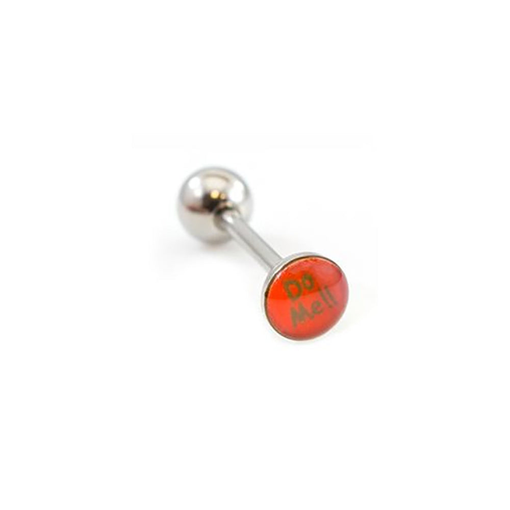 Surgical Steel Tongue Ring Straight Barbell 14 Gauge & Naughty Logos