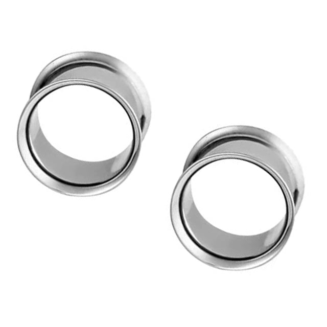 Surgical Steel Double Flared Plug Ear Tunnel 12 to 2" Gauge - Pair