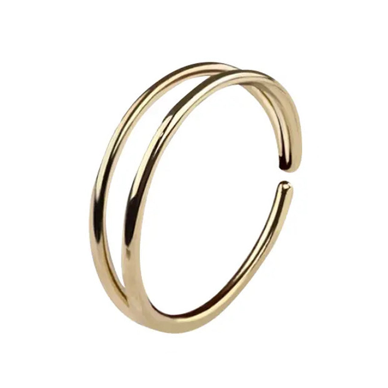 14 Karat Solid Gold Double Hoop Ring 22 Gauge for Single Nose Piercing