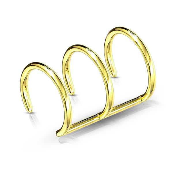 Fake Clip On Non Piercing Ear Cartilage Cuff Triple Helix Closure Ring