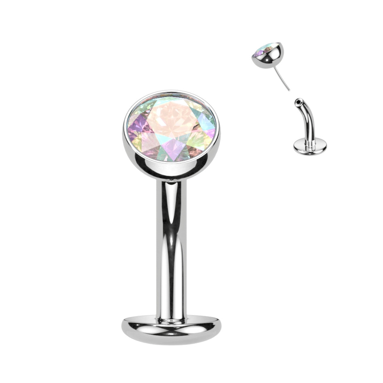 Titanium Belly Ring 14 Gauge 5/16" (8mm) Floating Convex Base & CZ Gem