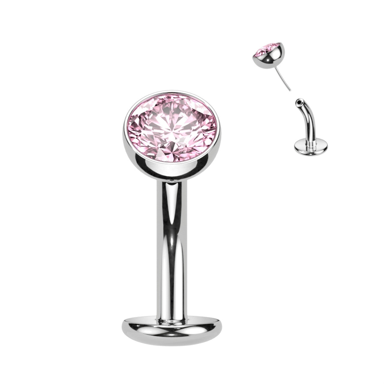 Titanium Belly Ring 14 Gauge 5/16" (8mm) Floating Convex Base & CZ Gem