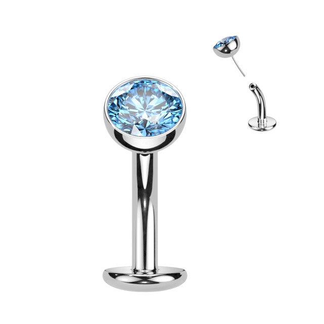 Titanium Belly Ring 14 Gauge 5/16" (8mm) Floating Convex Base & CZ Gem