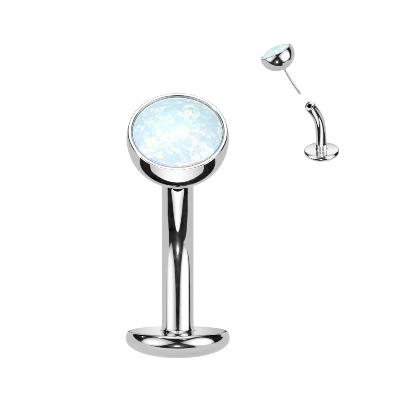 Titanium Belly Ring 14 Gauge 5/16" (8 MM) Floating Convex Base & Opal