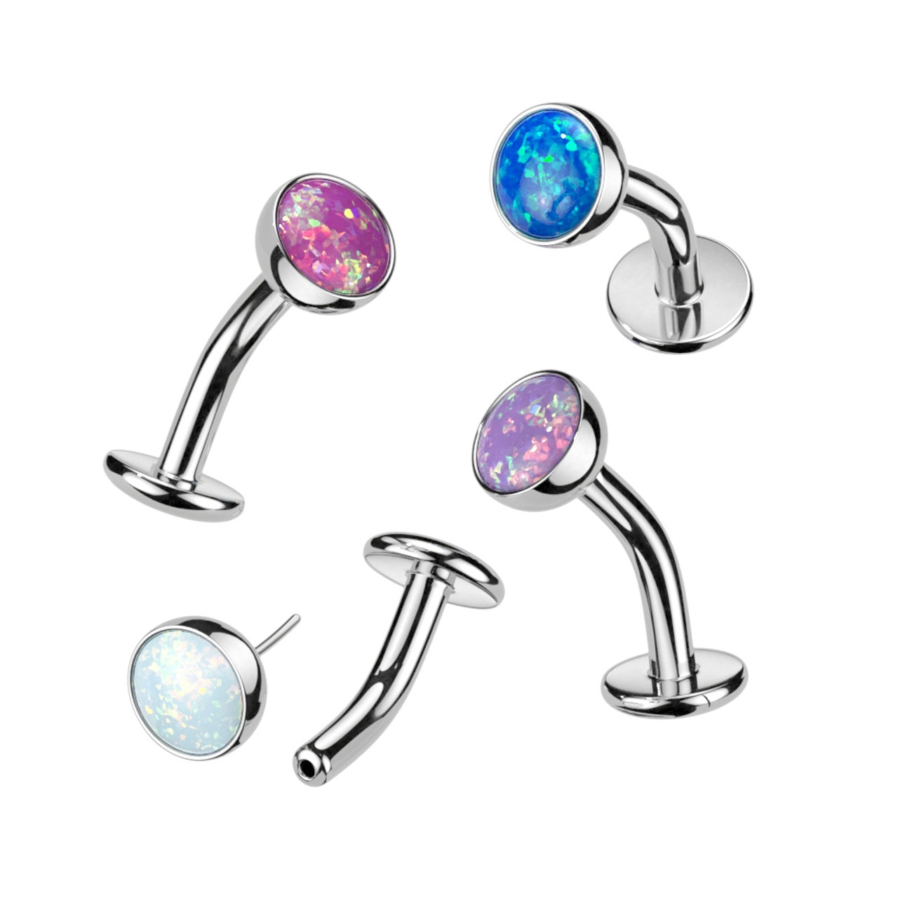 Titanium Belly Ring 14 Gauge 5/16" (8 MM) Floating Convex Base & Opal