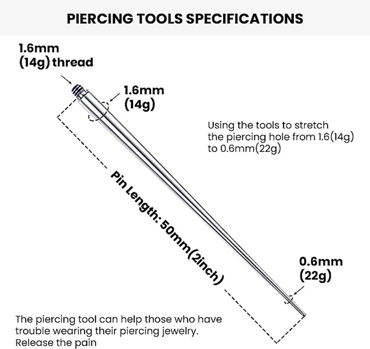 Surgical Steel Internally Threaded Insertion Ear Stretching Taper Tool