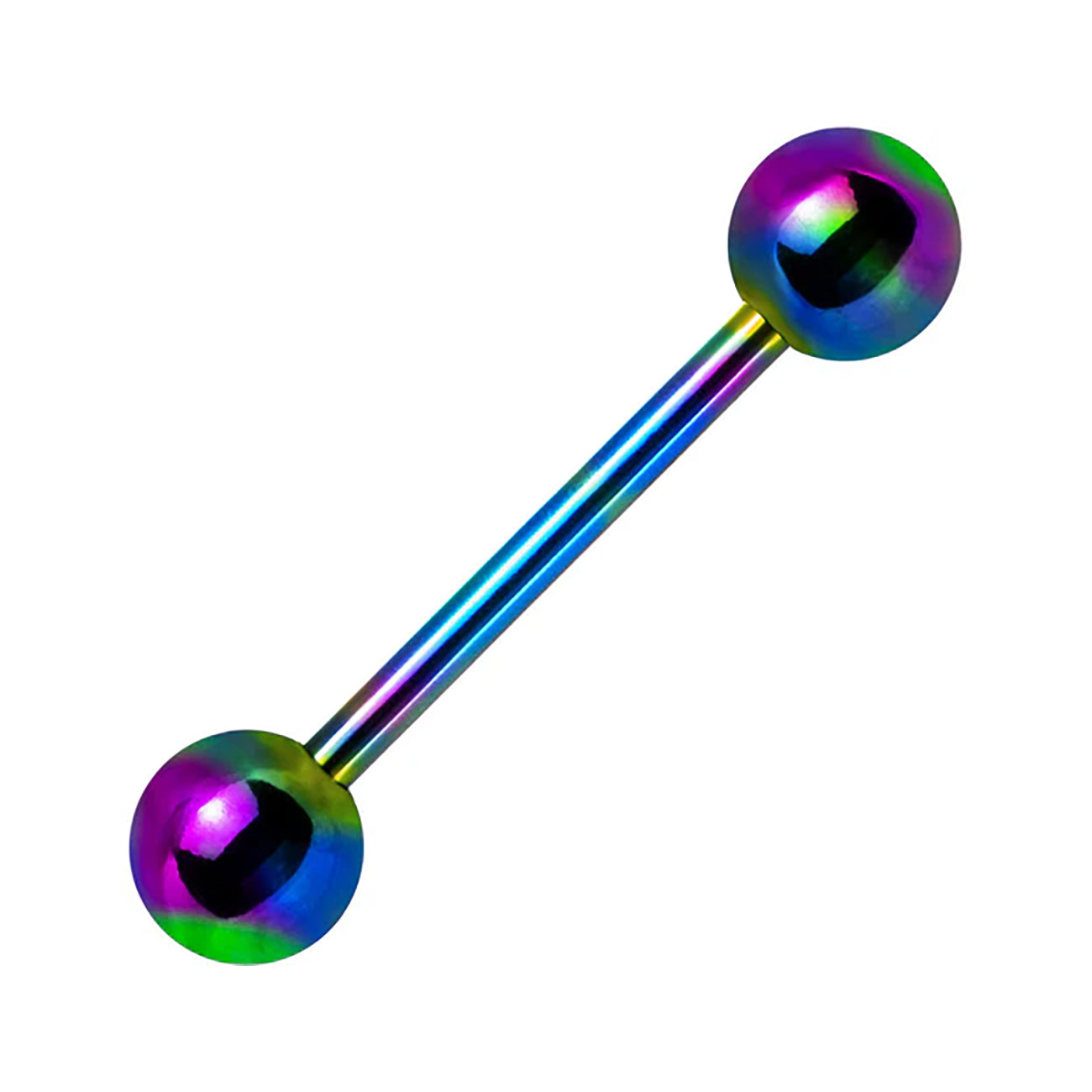 Surgical Steel Anodize Tongue Ring Straight Barbell 14 Gauge - 10 Pack