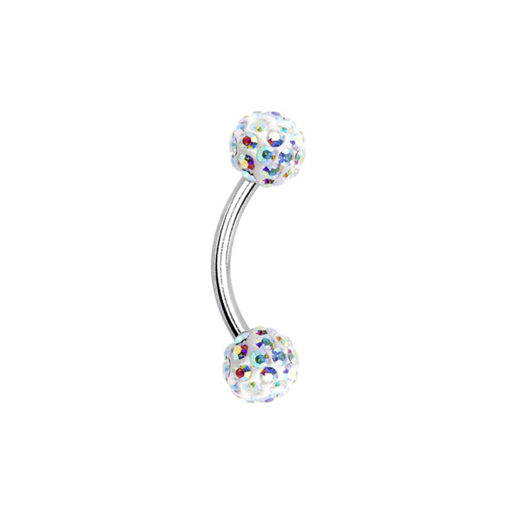 Surgical Steel Eyebrow Curved Barbell Ring 16 Gauge 5/16" Ferido Ball