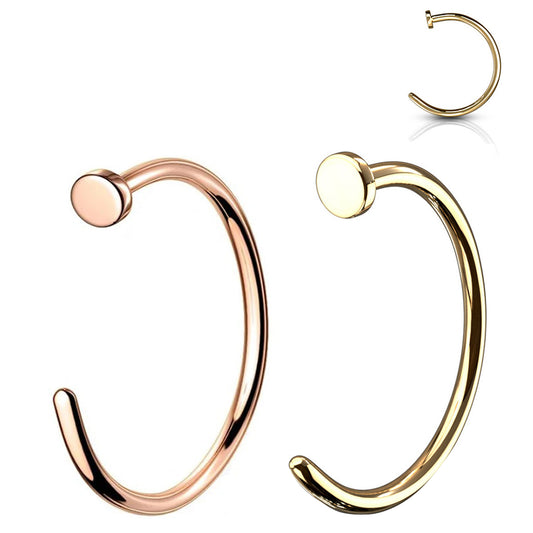 Titanium Anodized Nose Ring Hoop 18 Gauge - Gold or Rose Gold