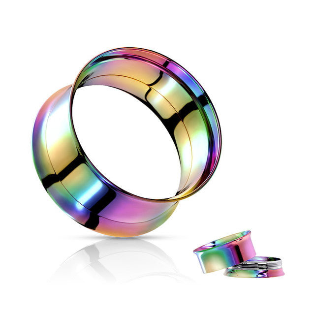 Double Flared Rainbow Screw Fit Plug Ear Tunnel 8 to 1" Gauge - Pair