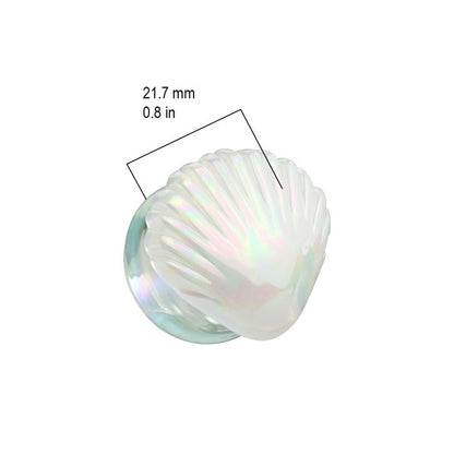 Double Flare Glass Plug Ear 2 to 1" Gauge Iridescent White Shell - Set