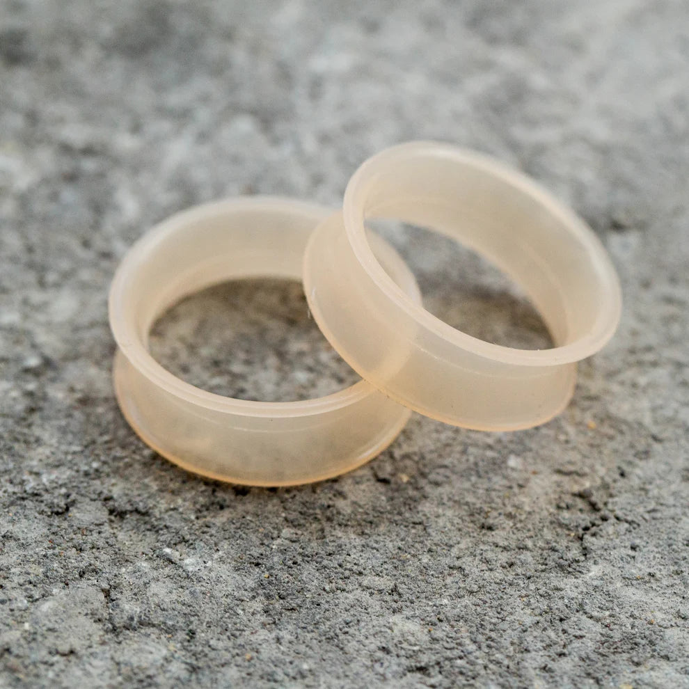 Double Flare Flesh Peach Silicone Plug Ear Tunnel 2 to 1/2 Gauge - Set