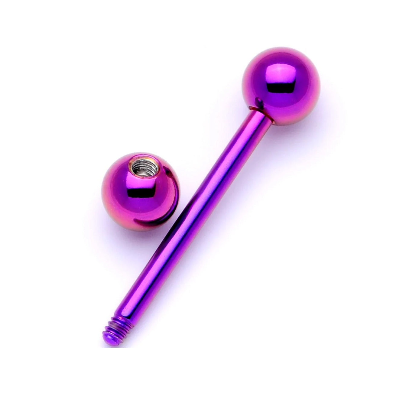 Surgical Steel Anodize Tongue Ring Straight Barbell 14 Gauge - 10 Pack
