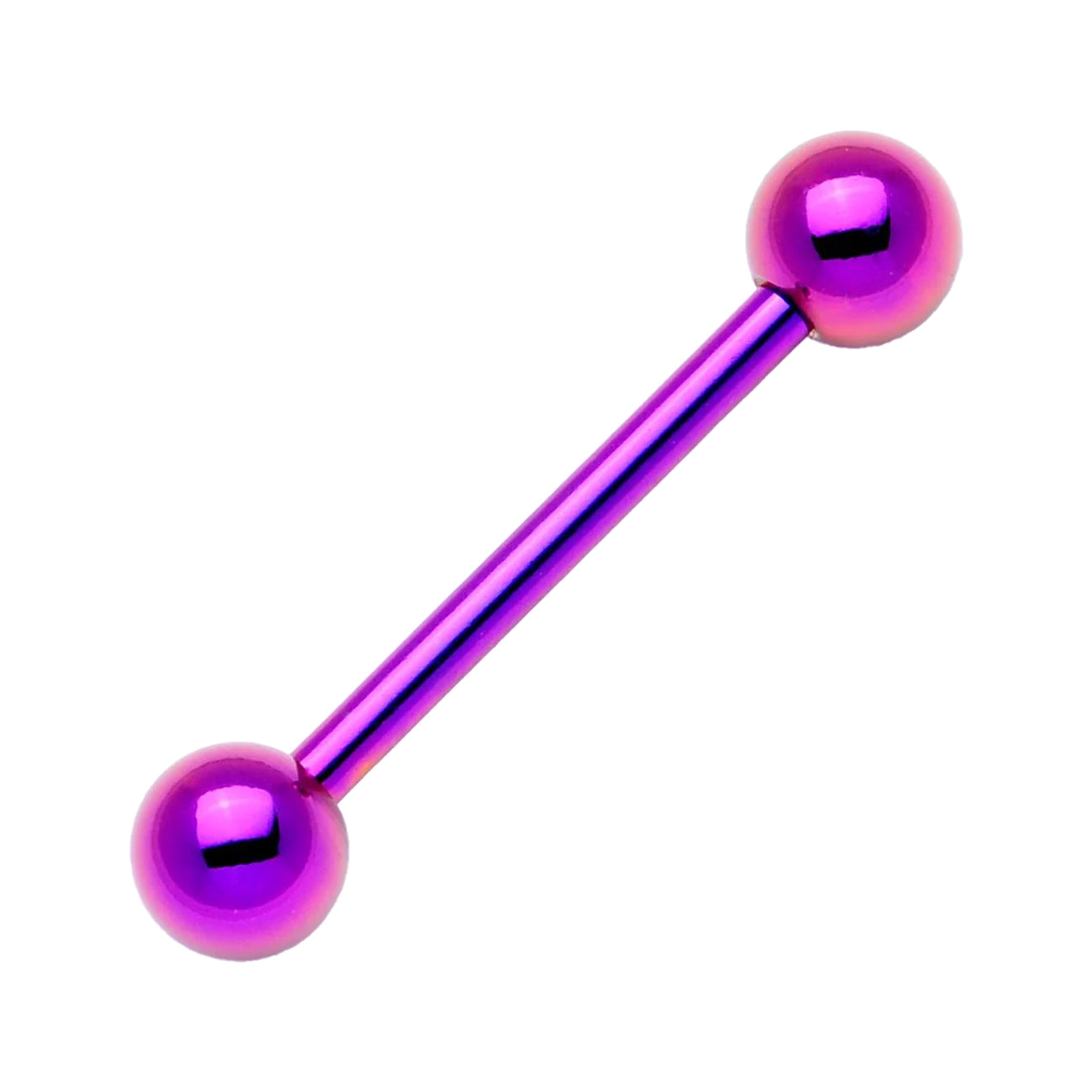 Surgical Steel Anodize Tongue Ring Straight Barbell 14 Gauge - 10 Pack