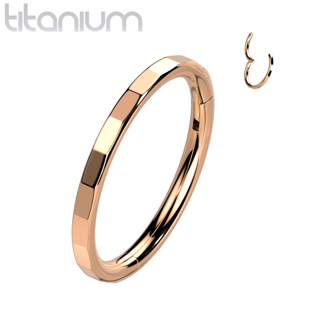 Titanium Hinged Segment Hoop Ring 16 Gauge With Outward Facing Facets
