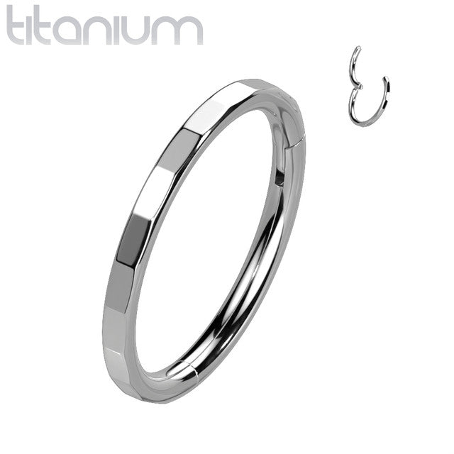 Titanium Hinged Segment Hoop Ring 16 Gauge With Outward Facing Facets