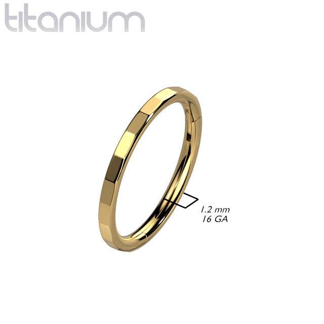 Titanium Hinged Segment Hoop Ring 16 Gauge With Outward Facing Facets