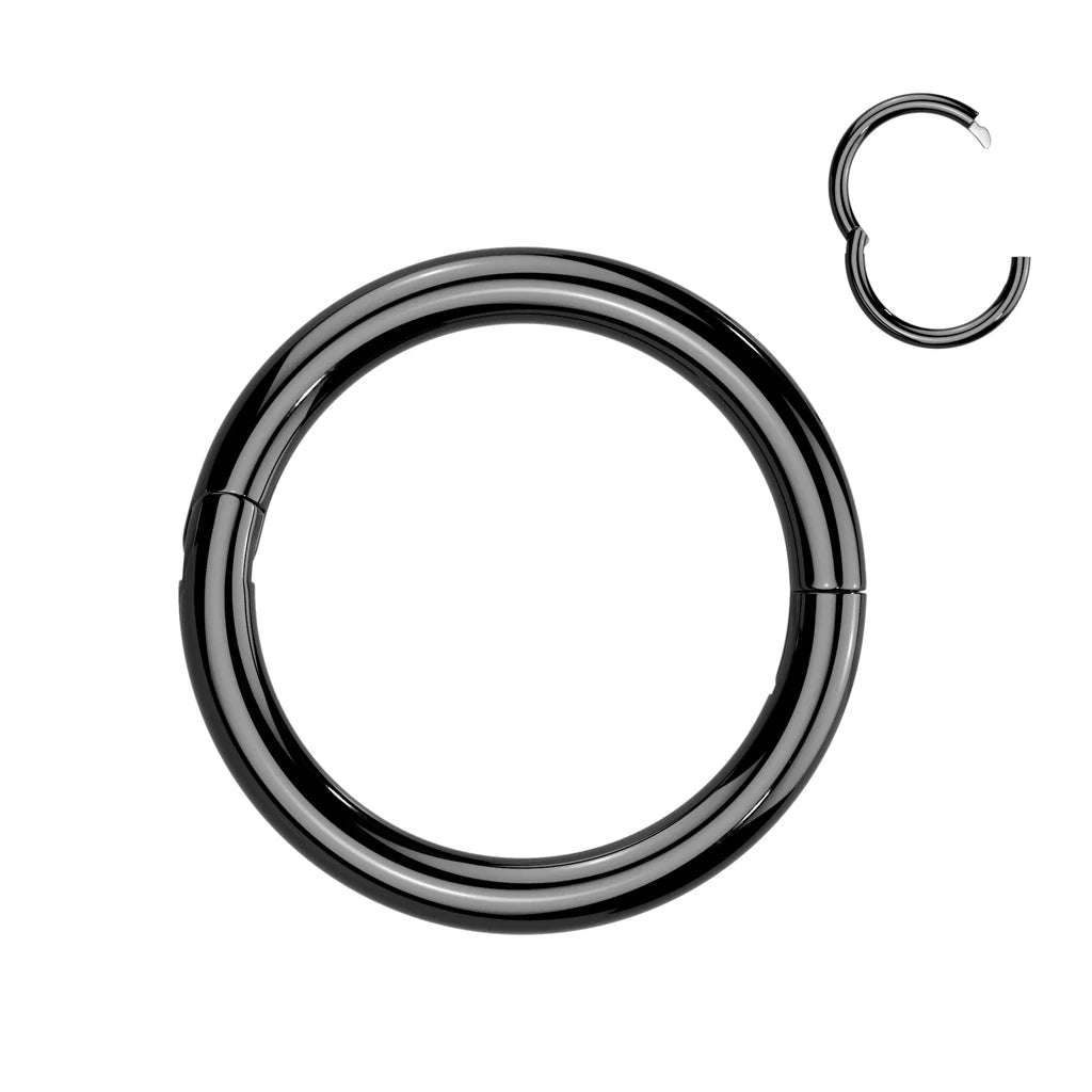 Titanium Hinged Segment Nose Hoop Ring 18 Gauge With New Secure Hook