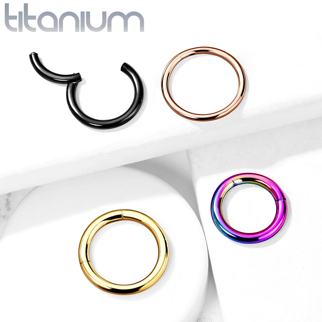 Titanium Hinged Segment Hoop Ring 16 Gauge - 8 MM or 10 MM - 3 Colors