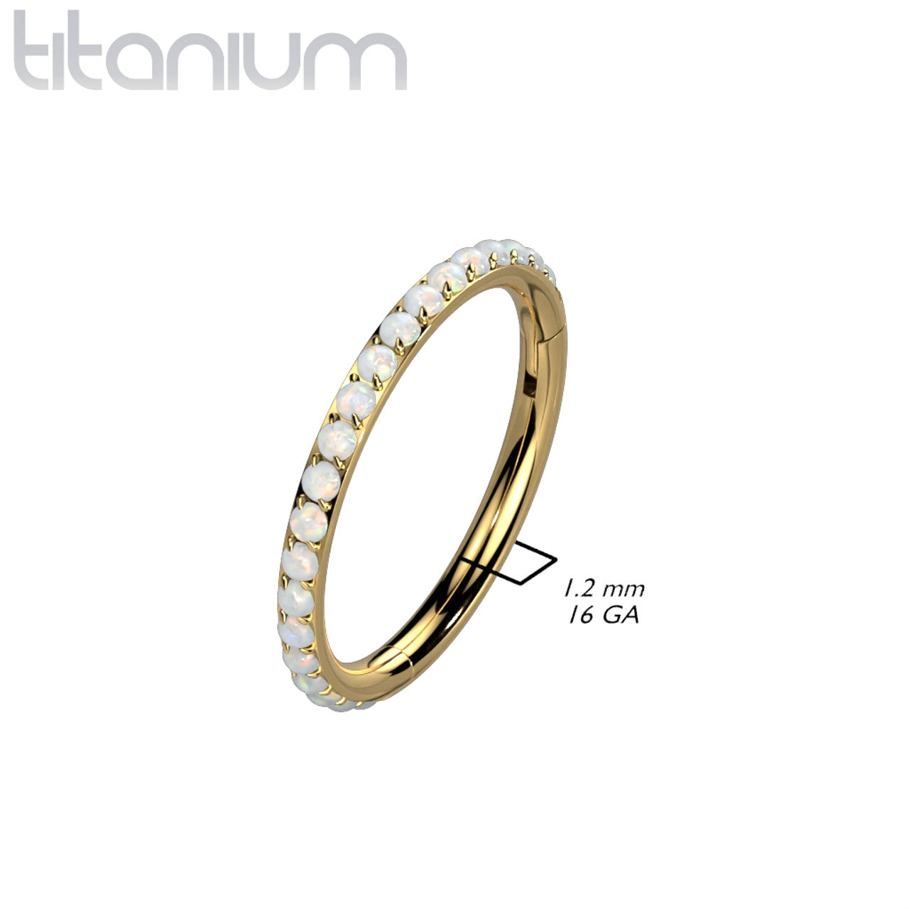 Titanium Hinged Segment Hoop Ring 16 Gauge & Outward Facing Opals