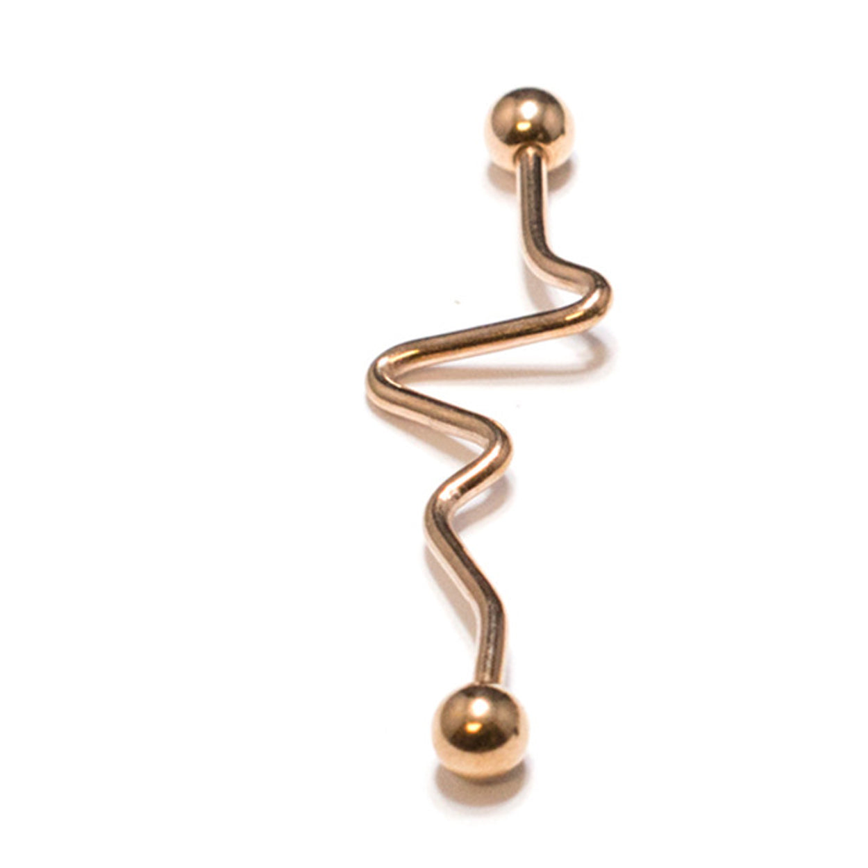 Surgical Steel Industrial Barbell 14 Gauge with Wavy Spiral Design