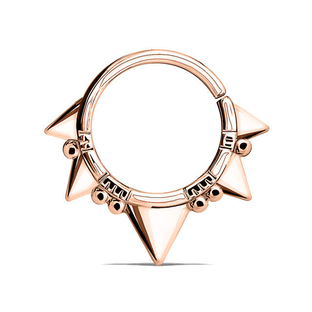 Surgical Steel Septum Clicker Hoop 16 Gauge With Triangles Design