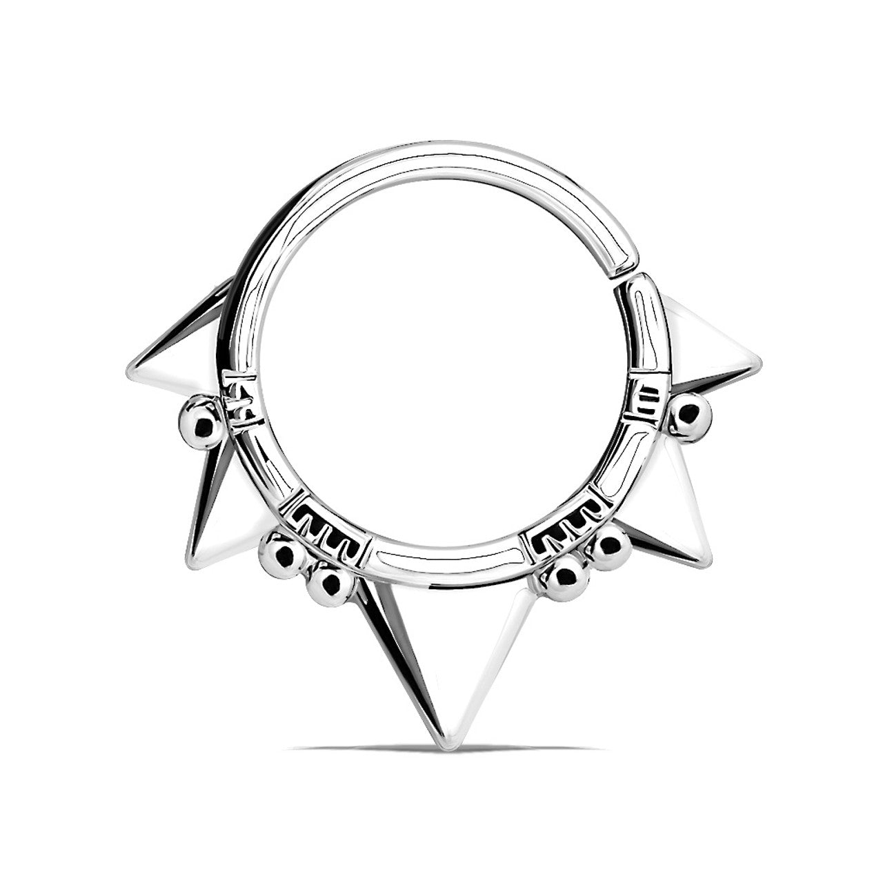 Surgical Steel Septum Clicker Hoop 16 Gauge With Triangles Design