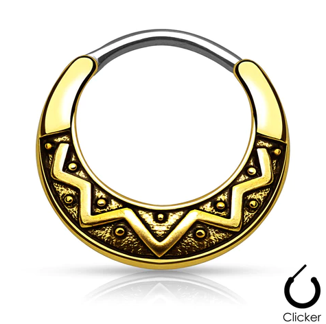 Surgical Steel 16 Gauge Two Tone Dotted Septum Clicker Hoop - photo 6