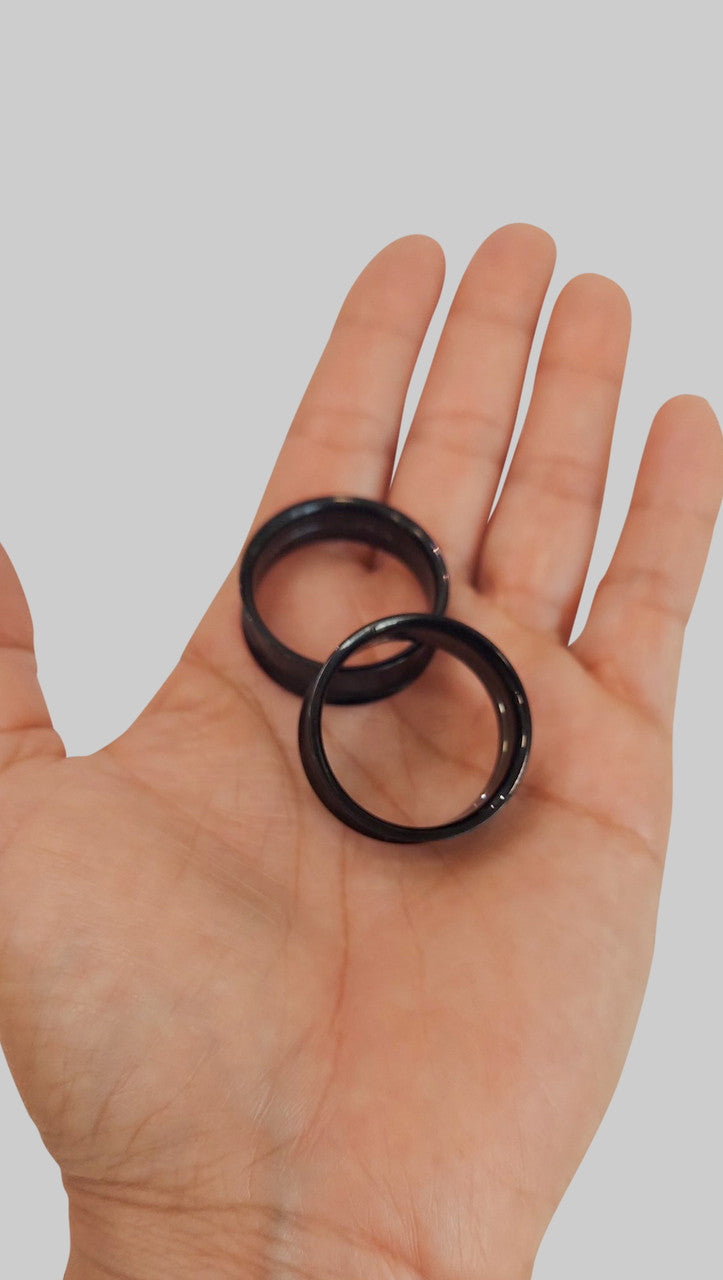 Double Flared Black Screw Fit Plug Ear Tunnel 8 to 1" Gauge - Pair