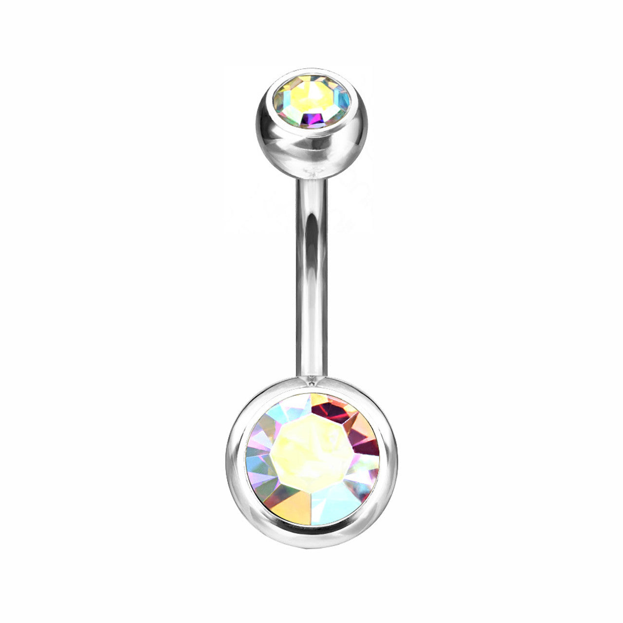 Titanium Belly Ring 14 Gauge 7/16" (11 MM) & Color CZ Gems
