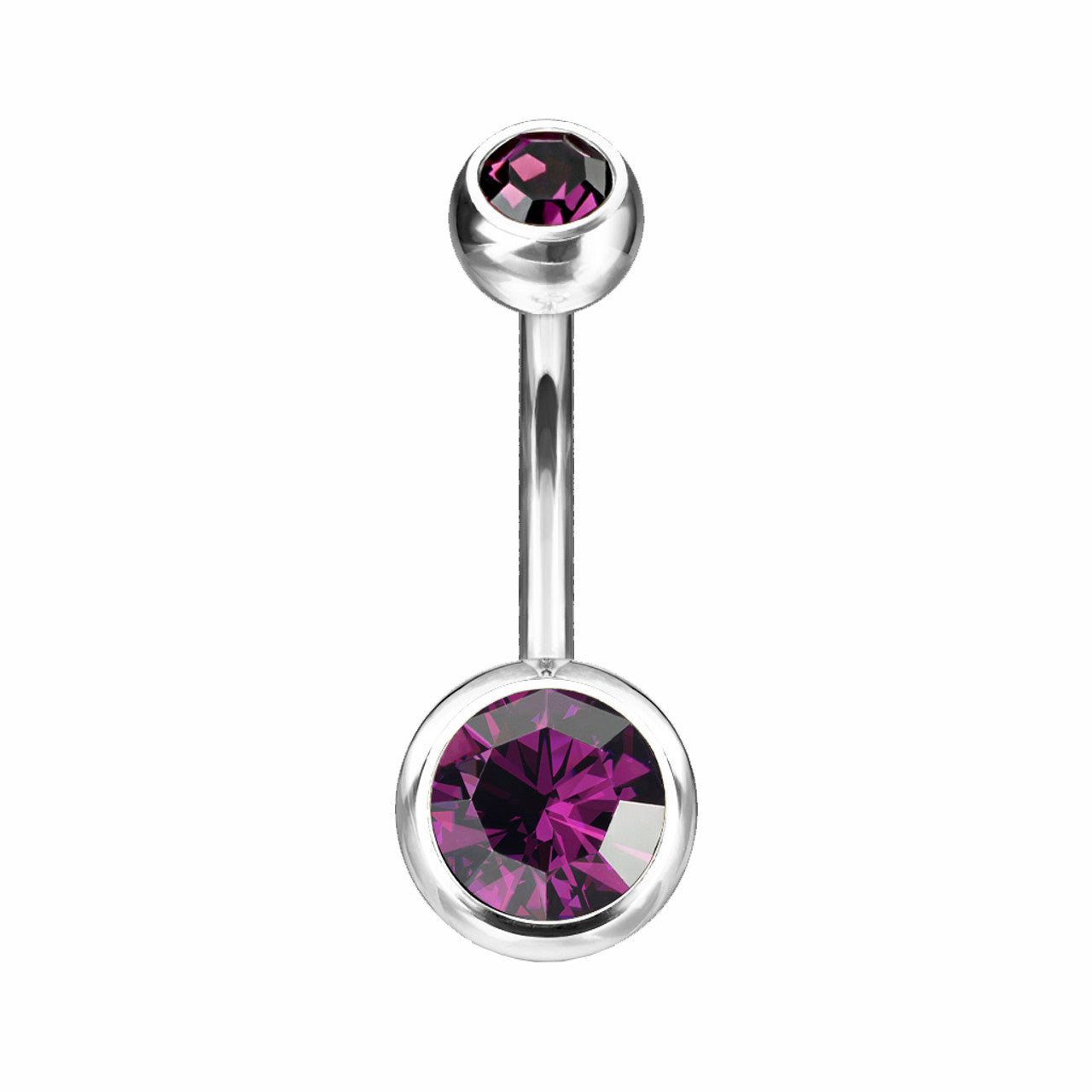 Titanium Belly Ring 14 Gauge 7/16" (11 MM) & Color CZ Gems