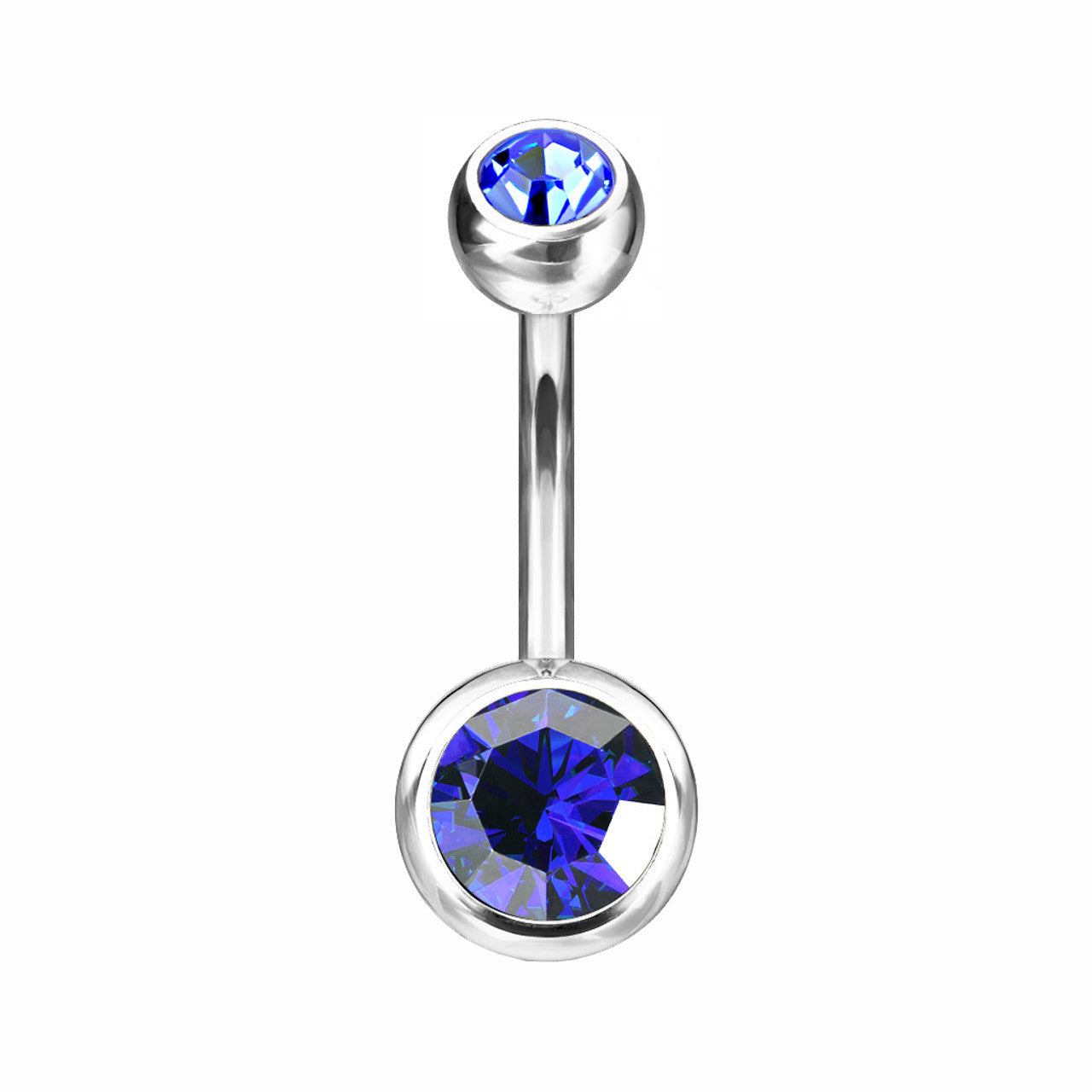 Titanium Belly Ring 14 Gauge 7/16" (11 MM) & Color CZ Gems