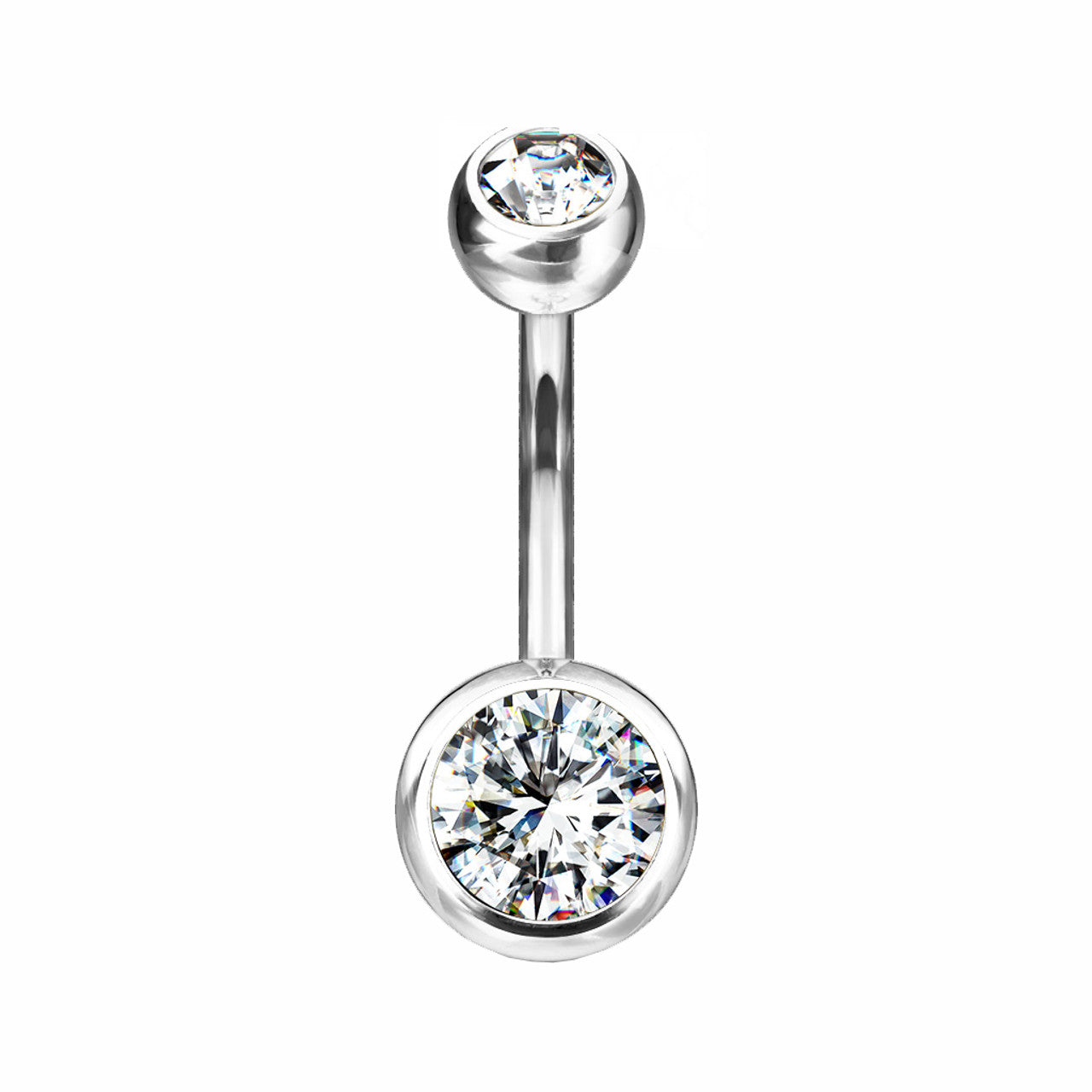 Titanium Belly Ring 14 Gauge 7/16" (11 MM) & Color CZ Gems
