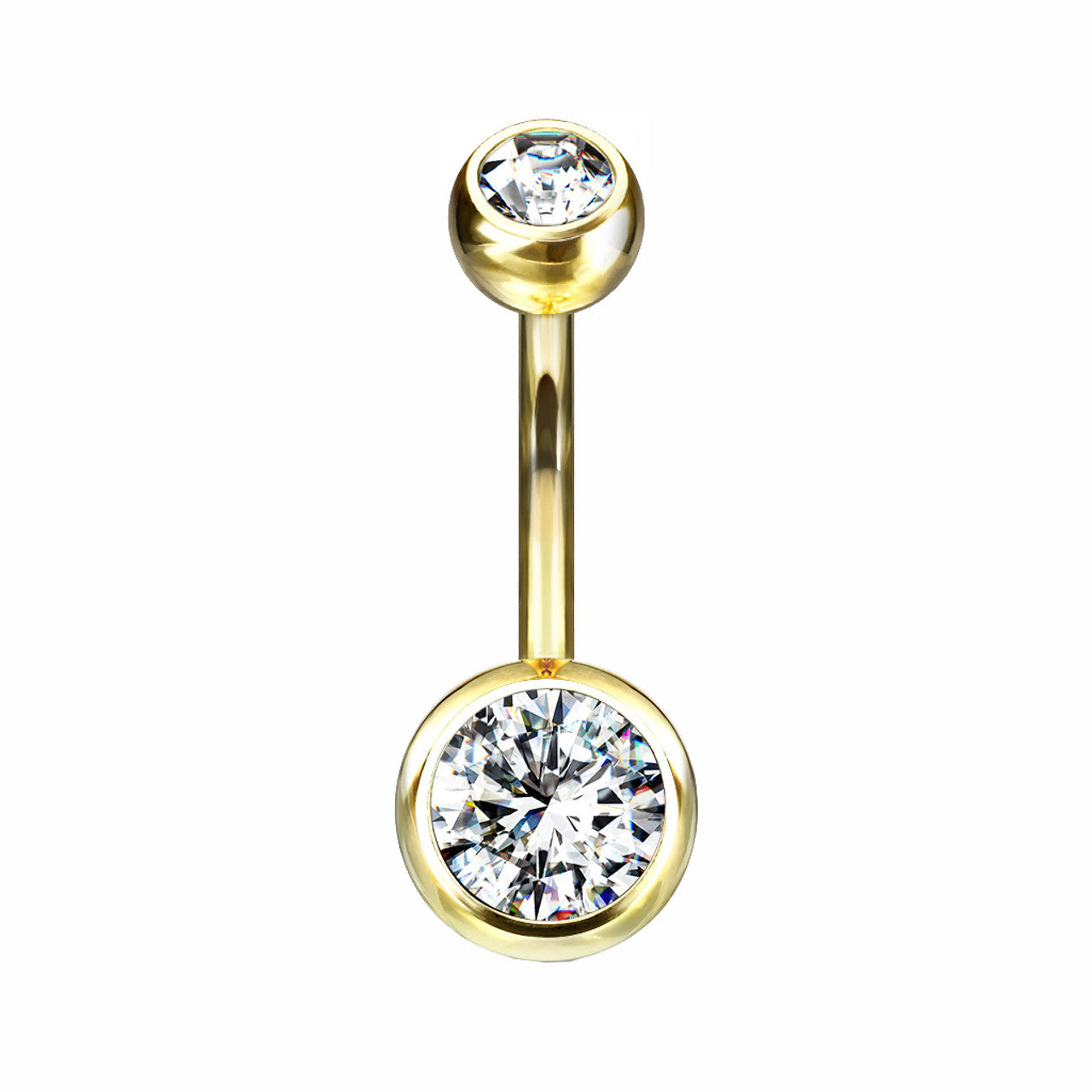 Titanium Belly Ring 14 Gauge 7/16" (11 MM) & Color CZ Gems