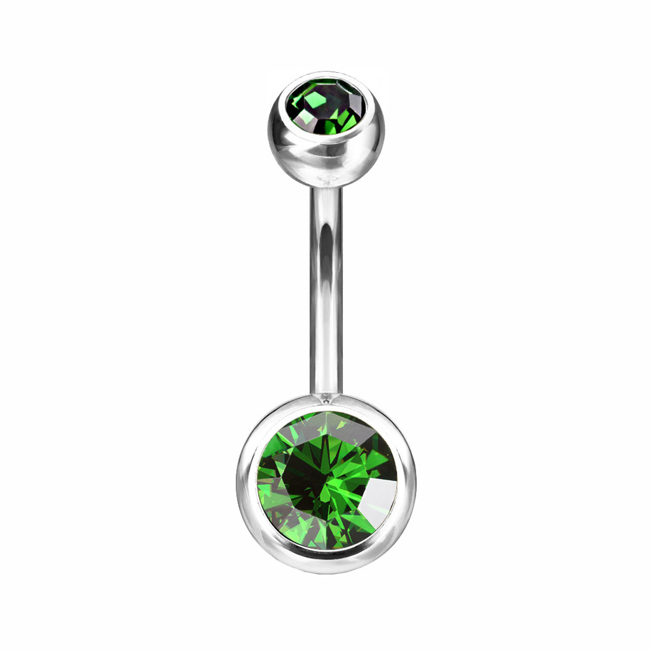 Titanium Belly Ring 14 Gauge 7/16" (11 MM) & Color CZ Gems