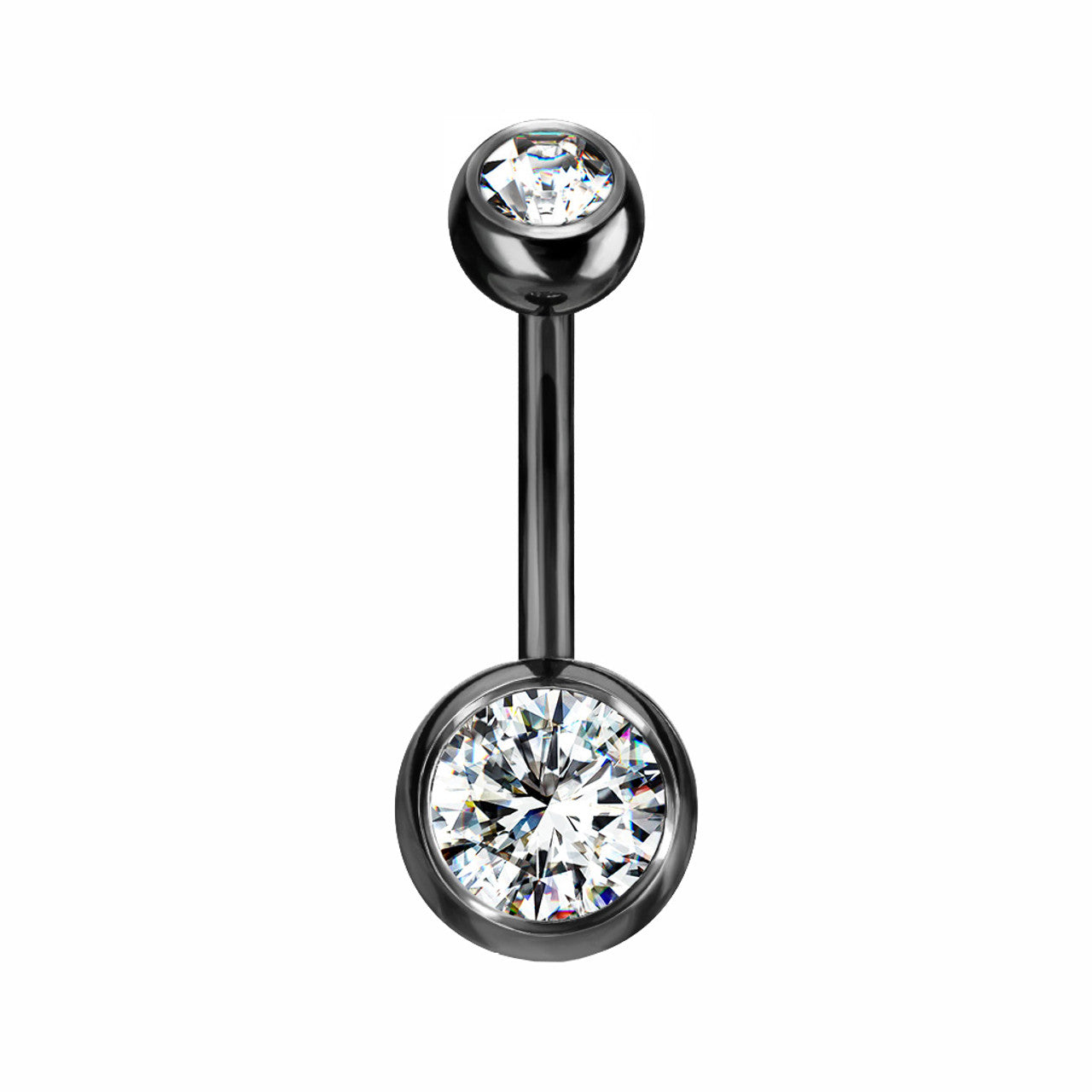Titanium Belly Ring 14 Gauge 7/16" (11 MM) & Color CZ Gems