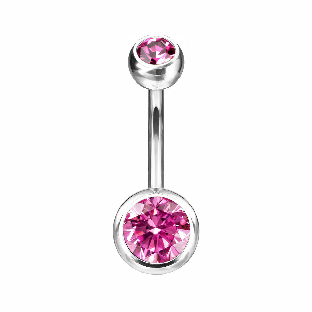 Titanium Belly Ring 14 Gauge 7/16" (11 MM) & Color CZ Gems