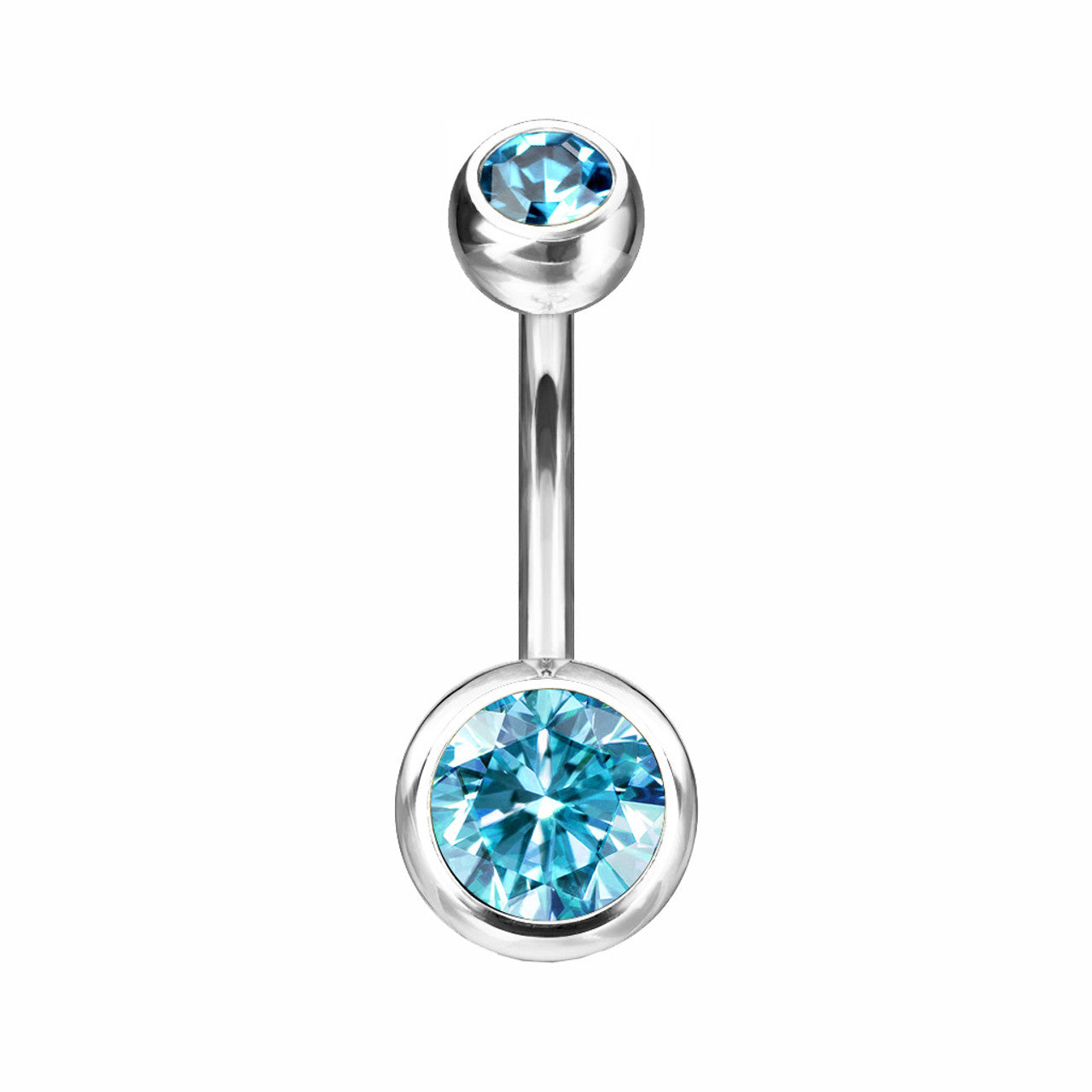 Titanium Belly Ring 14 Gauge 7/16" (11 MM) & Color CZ Gems